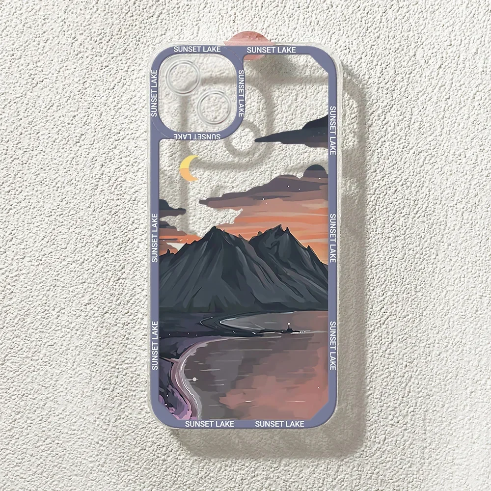 Aesthetic Anime Landscape Transparent Phone Case - Soft, Scenic Design Cover