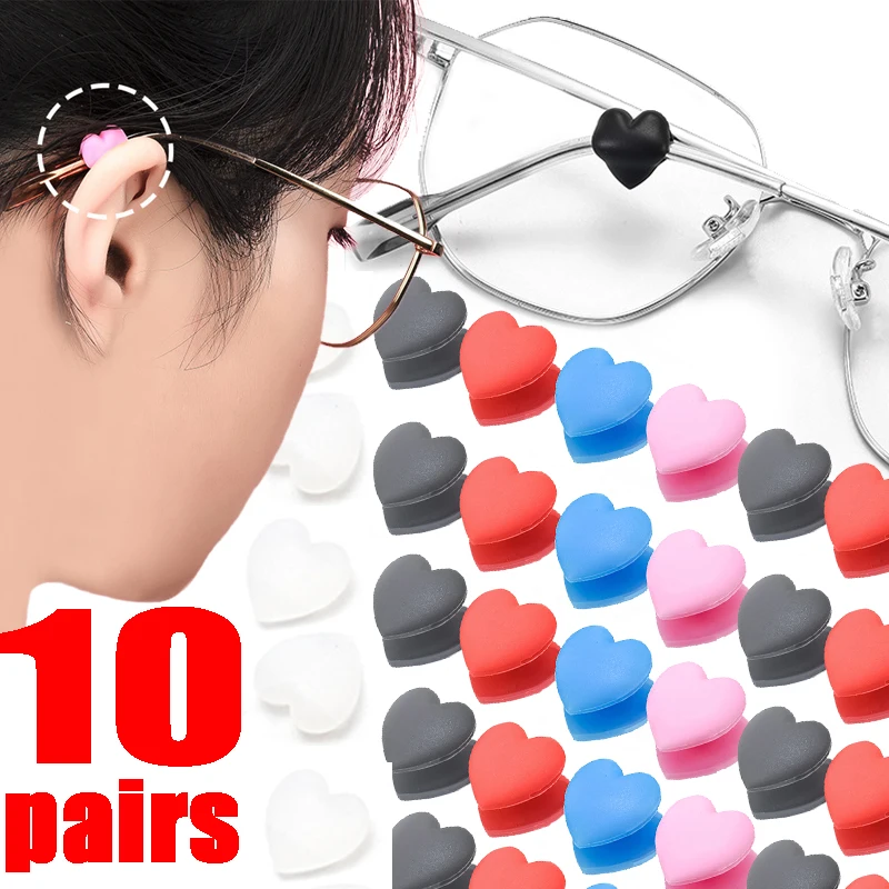 

10pairs Silicone Grip Eyeglasses Leg Colorful Heart Anti Slip Ear Hook Sleeve Holder Spectacle Eyeglass Grip Eyewear Accessories