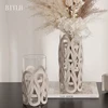 Nordic Modern Glass Vase Woven Leather Light Luxury Home Decoration Vase Living Room Dining Room Tabletop Flower Arrangement 1
