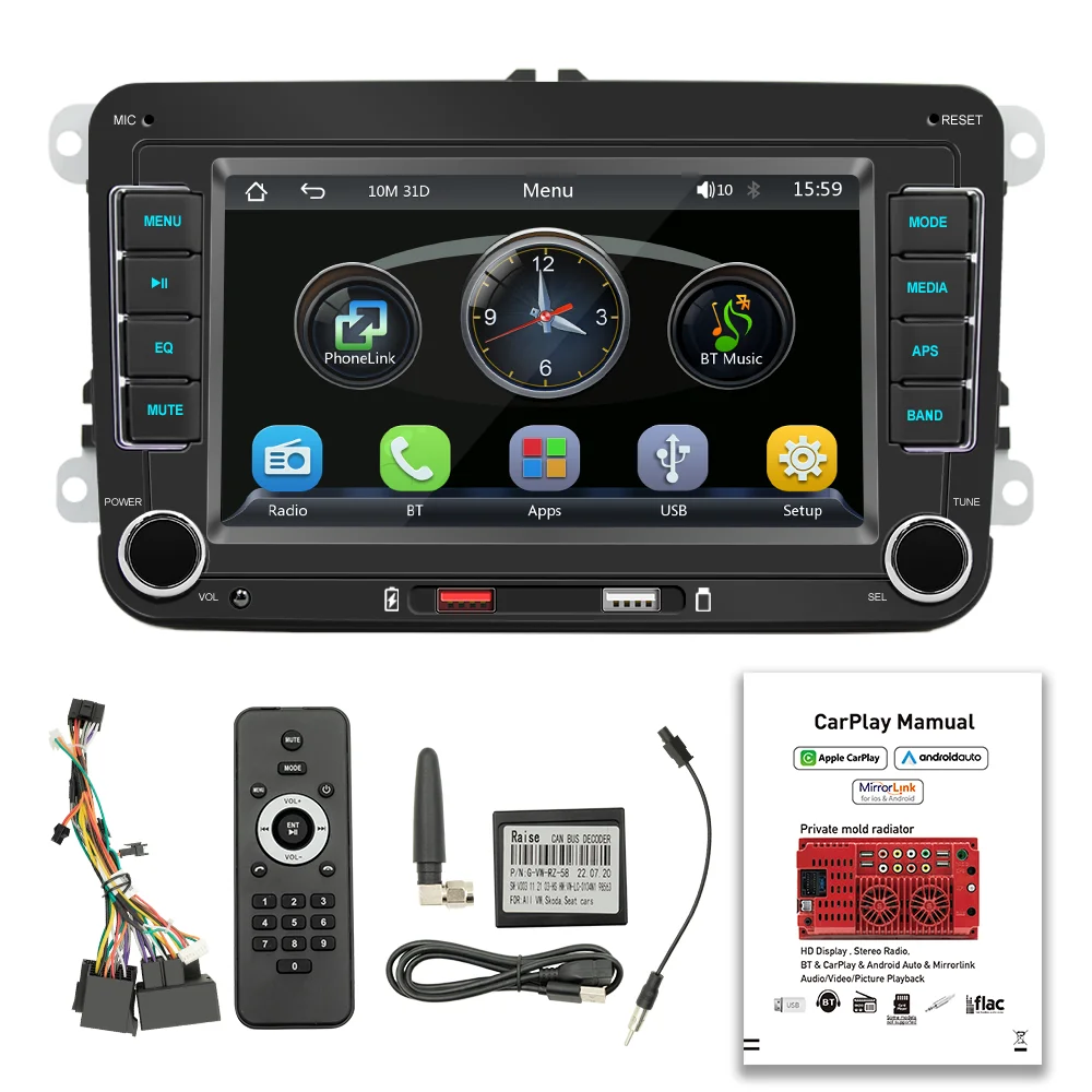 Car Multimedia Central Radio 2 Din 7 Car Autostereo MP5 Player Android Auto  Apple Carplay Car Bluetooth Audio For VW - AliExpress