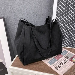 Eco-Friendly Large Capacity Canvas Tote - Premium Quality Reusable Shopper Handbag - 34x22x31cm (Black)