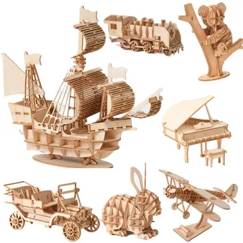 1pc 3D DIY Wooden Puzzle Model Handmade Mechanical Toy Building Game Assemble Ship Model 3D Model Ornament Christmas Gift 1