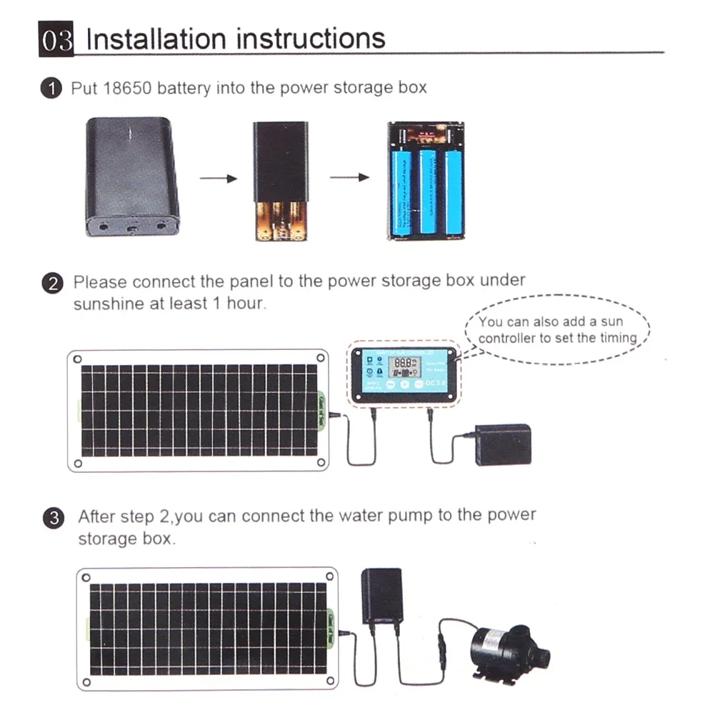 30W Solar Panel With Water Pump Ultra-quiet Submersible Water Pump Motory Fish Pond Indoor Bird Bath Garden Fountain Decoration