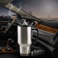 Tasse à café chauffante pour véhicule de 450ml, prise allume-cigare, tasse Thermos chauffante en acier inoxydable 12V pour la fabrication de thé et de café à l'eau chaude 2