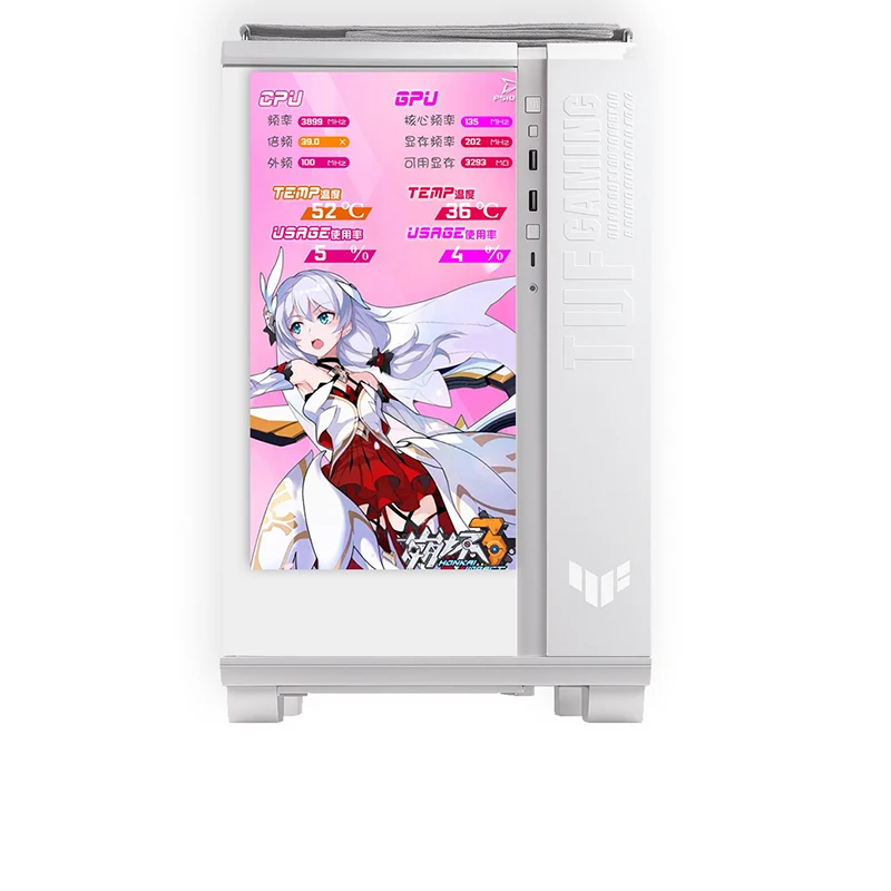 맞춤형 PC 케이스 모니터링 보조 디스플레이, TUF GT502 풀뷰 에디션, AIDA64 시스템 모니터 화면, 게이밍용 호환