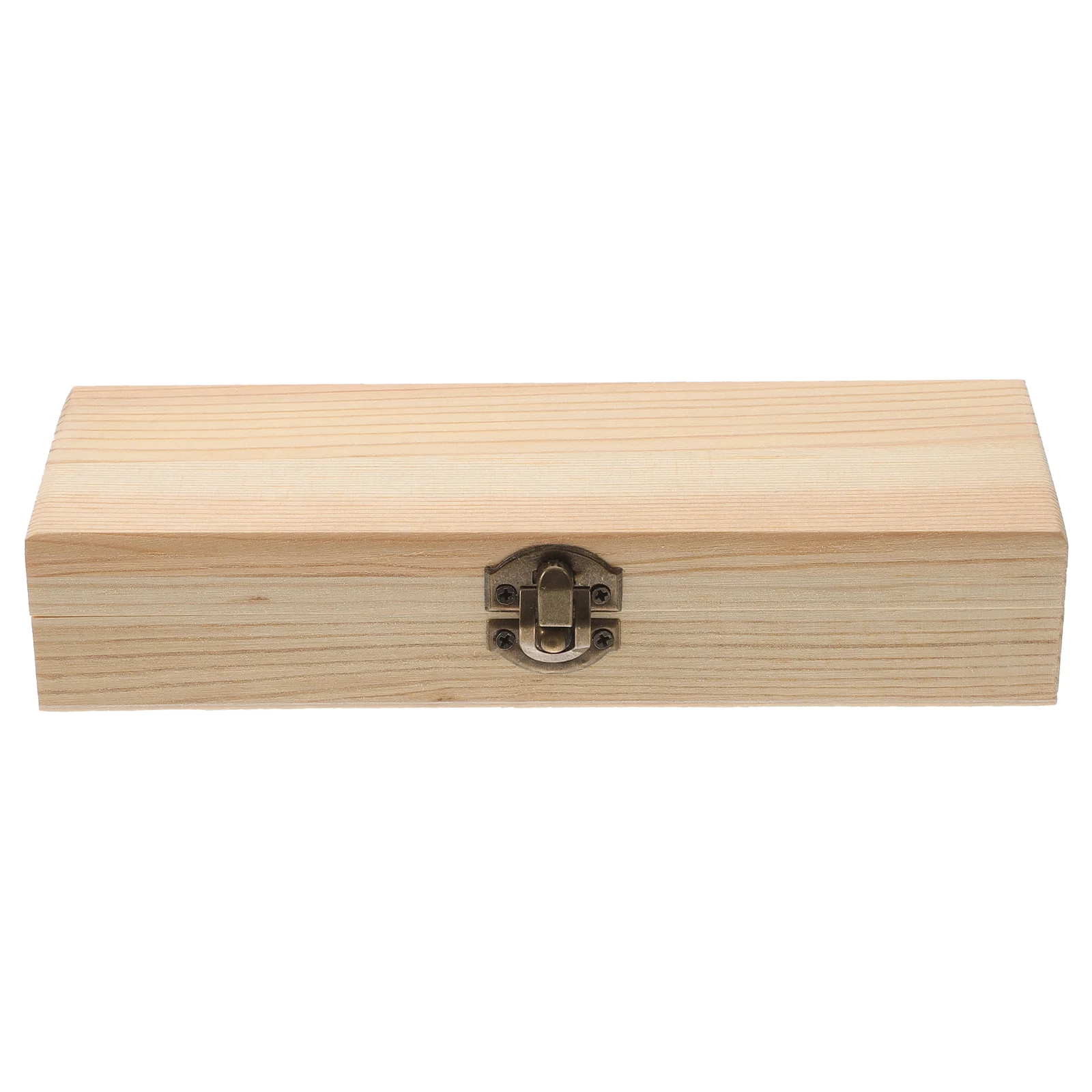 

Plain Unfinished Wooden Pencil Box Unpainted Rectangle Wooden Box Hinged Lid Diy Artist Tool Brush Storage Box Case Locking