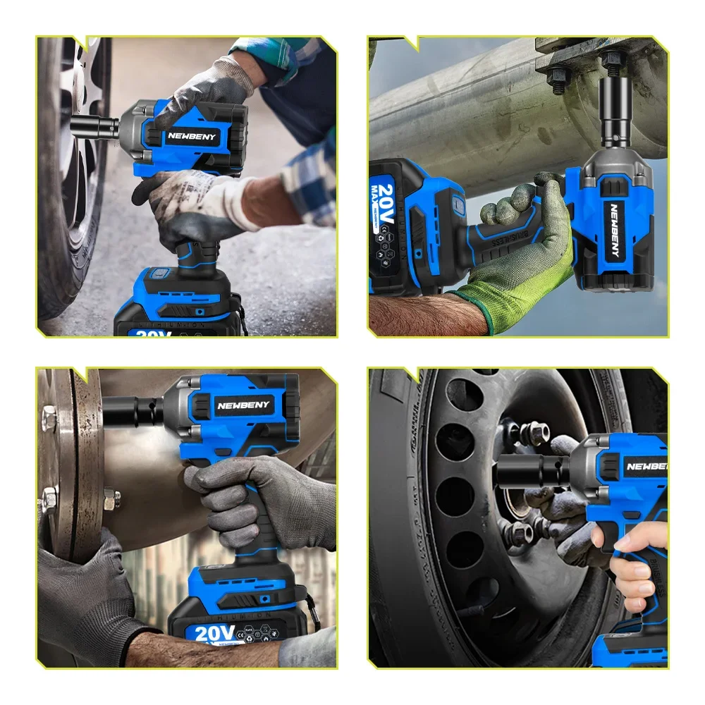 NEWBENY 1000N.m 1/2 inch Brushless Electric Wrench 3Gear Cordless Handheld Impact Wrench Driver Power Tool For Makita 18VBattery 6