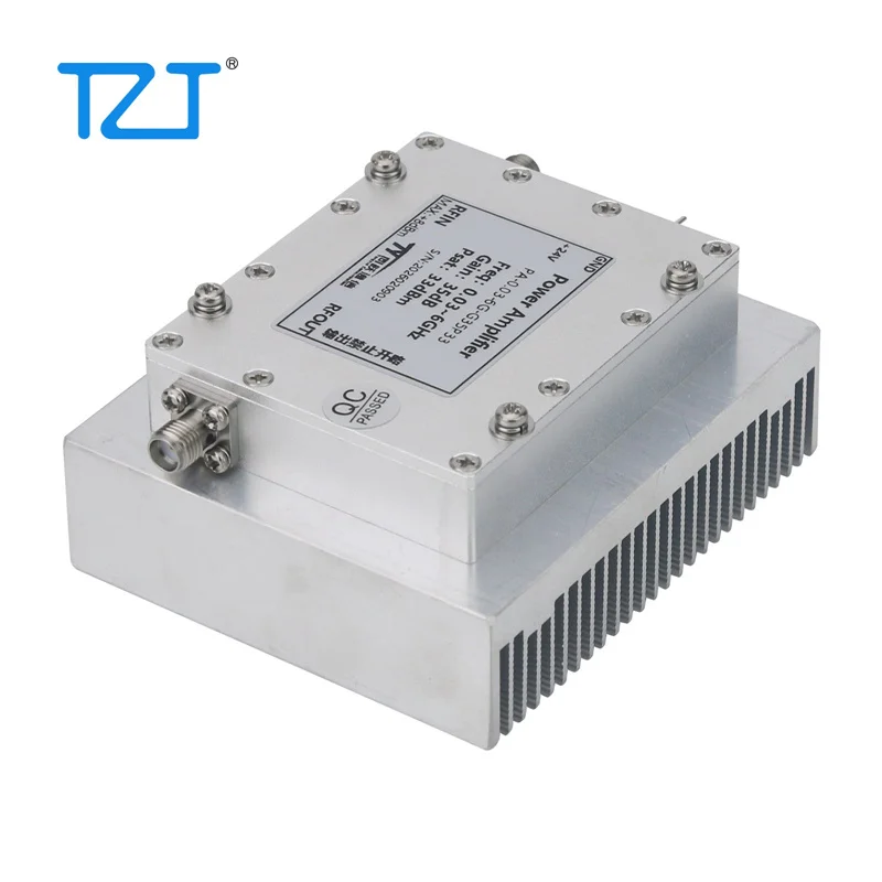 TZT 0.03-6GHz RF 전력 증폭기 35dB 고이득 2W 출력 RF 마이크로파 PA(SMA 암 커넥터 포함)