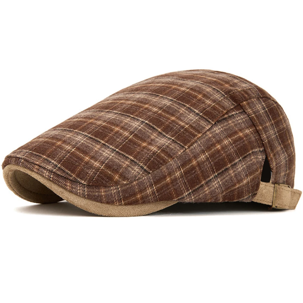 HT4978 Berets Herbst Winter Kappe für Männer Frauen Retro Künstler Maler Plaid Baskenmütze Hut Männlich Weiblich Ivy Flache Kappe Einstellbare Baskenmütze Kappe – Detail 15