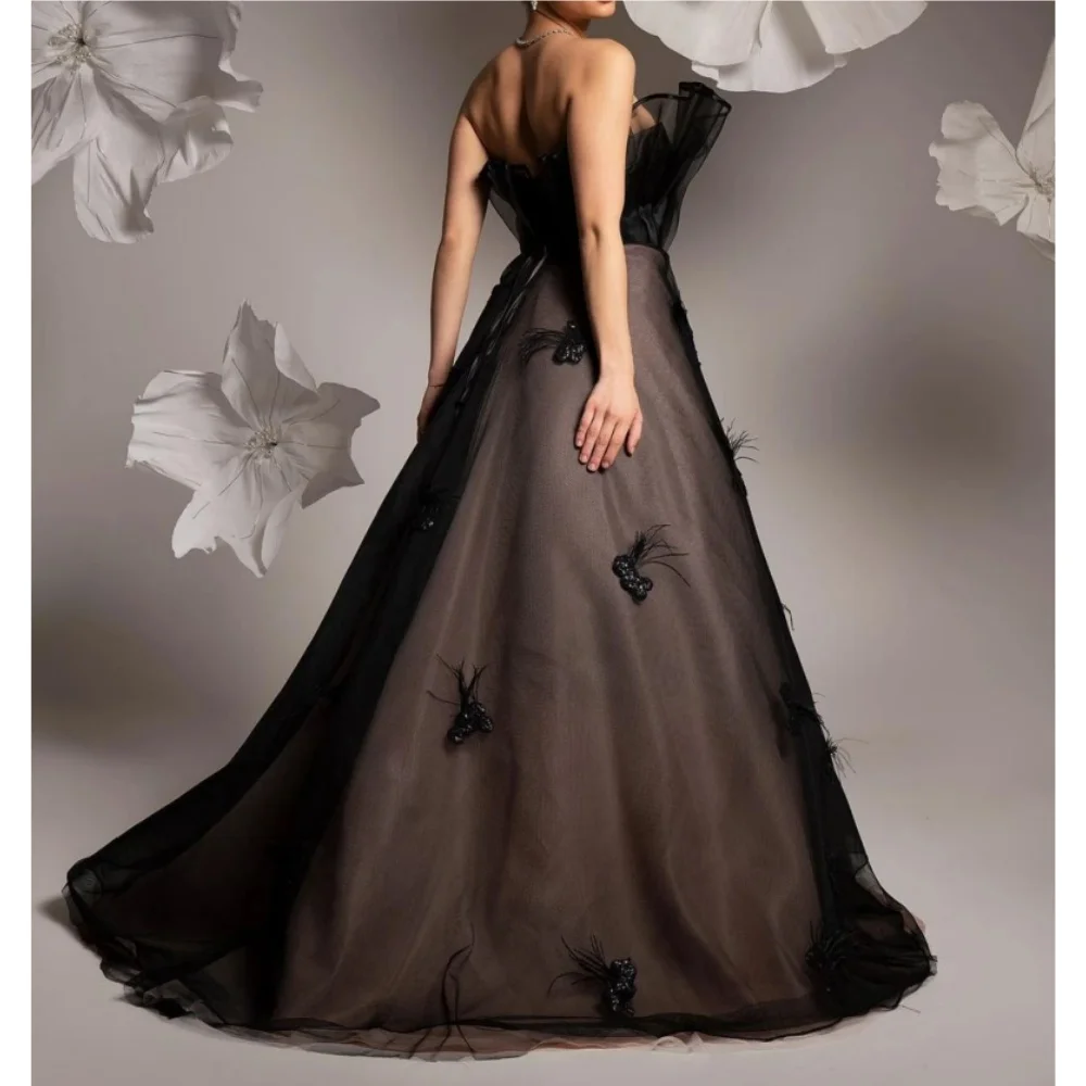 

Muloong Strapless Sweep Train Women Elegant And Pretty Luxury Prom Dress