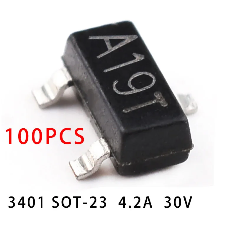 100PCS-LOT-AO3401-SOT-23-3401-4-2A-30V-SMD-Field-Effect-Transistor-P ...