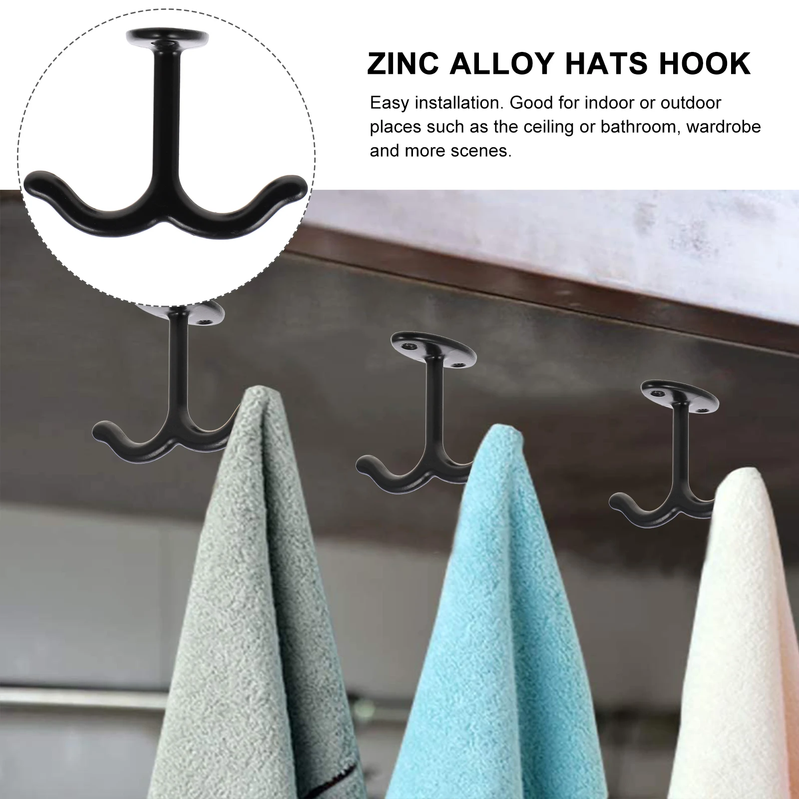 4 Pcs Clothes Hooks Zinc Alloy Hats Hook Closet Two Prong Hooks Key Hook  Holder - AliExpress