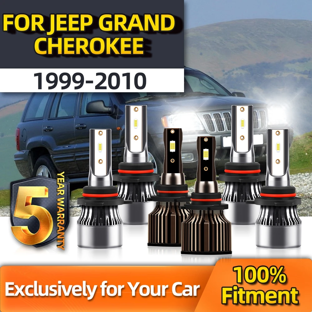

Crossfox For Jeep Grand Cherokee HI/LO Front Car Headlamp 9005 9006+Fog Lights 9145 Year 1999 2000 2001-2010