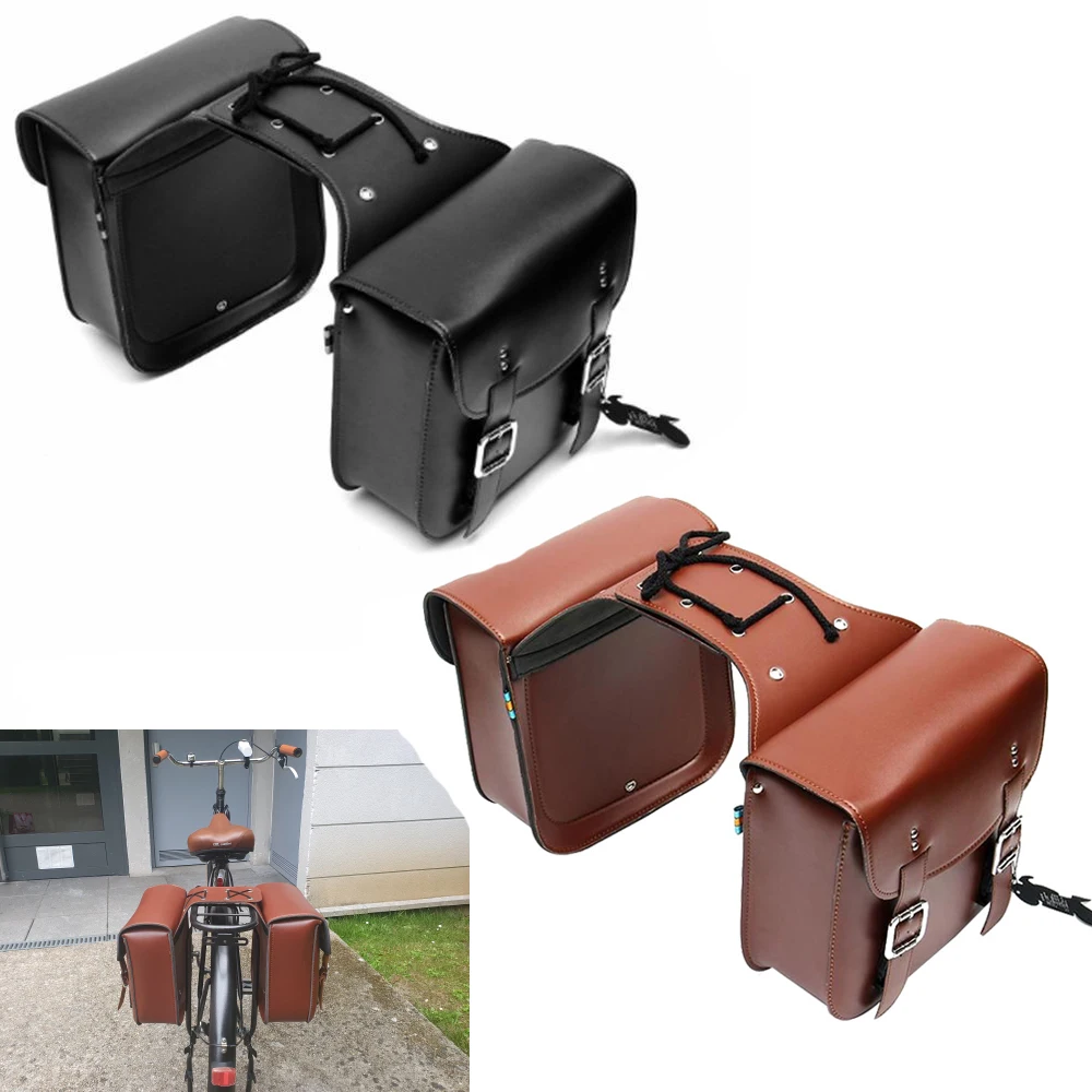 Universal Motorcycle Saddlebags Side Tool Pouch PU Leather Luggage Storage Bags Saddle Bags For Honda/Yamaha/Suzuki