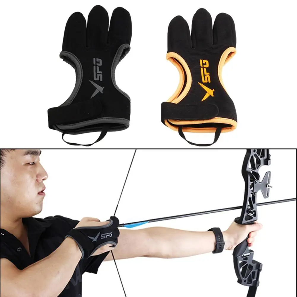 Outdoor Archery Glove Leather Fingertip Non-Slip Breathable 3 Finger Archery Gloves Hunting Finger Protector Guard for Hunting archery finger tab