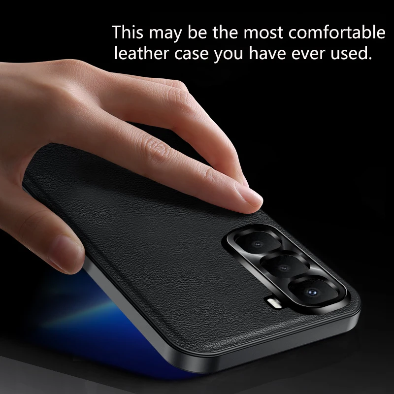 Magnetic Leather Shockproof Phone Case with Full Camera Protection and Textured Cortex Finish