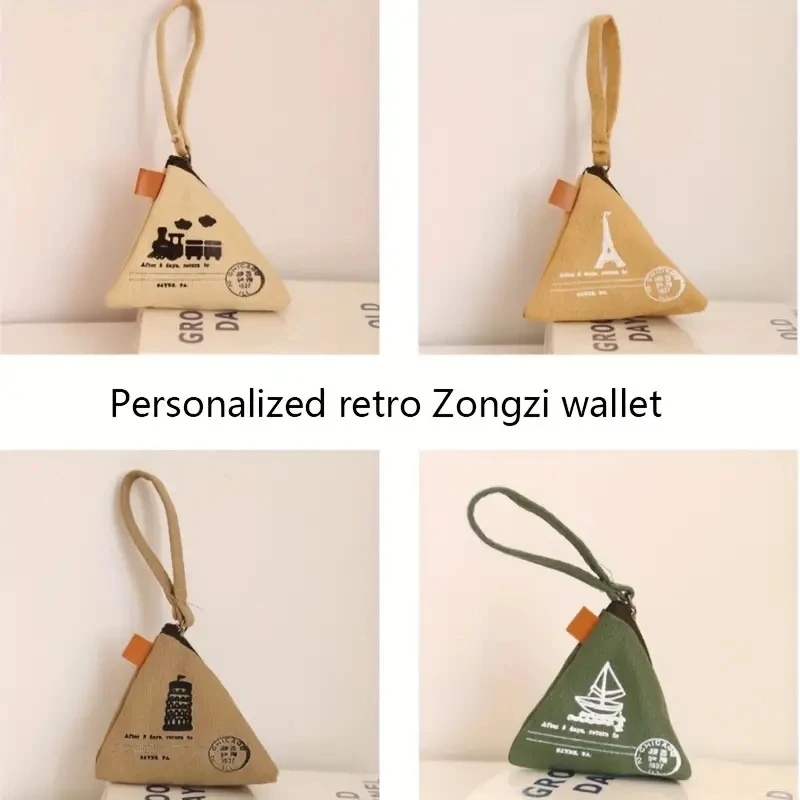 1pc Men's Creative Retro Mini Zhongzi Design Canvas Coin Purse