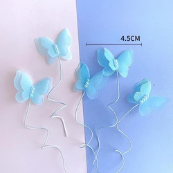 Rainbow Butterfly Cake Toppers - Happy Birthday & Baby Shower Party Decorations (5pcs Blue Butterfly)
