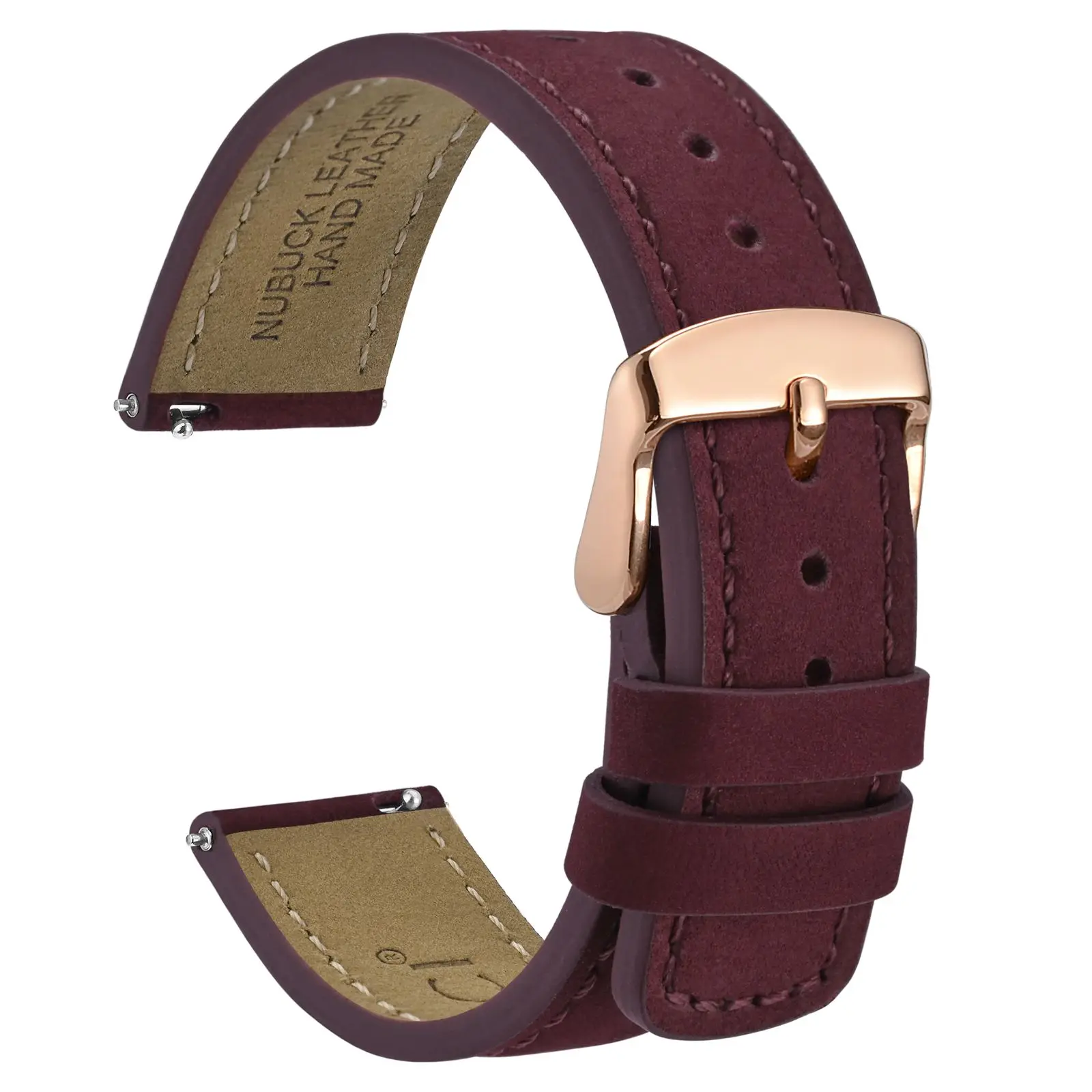 WOCCI Cinturino Orologio In Pelle Vintage Verde Scuro – 20mm Con Fibbia Oro Rosa – Strumenti Inclusi