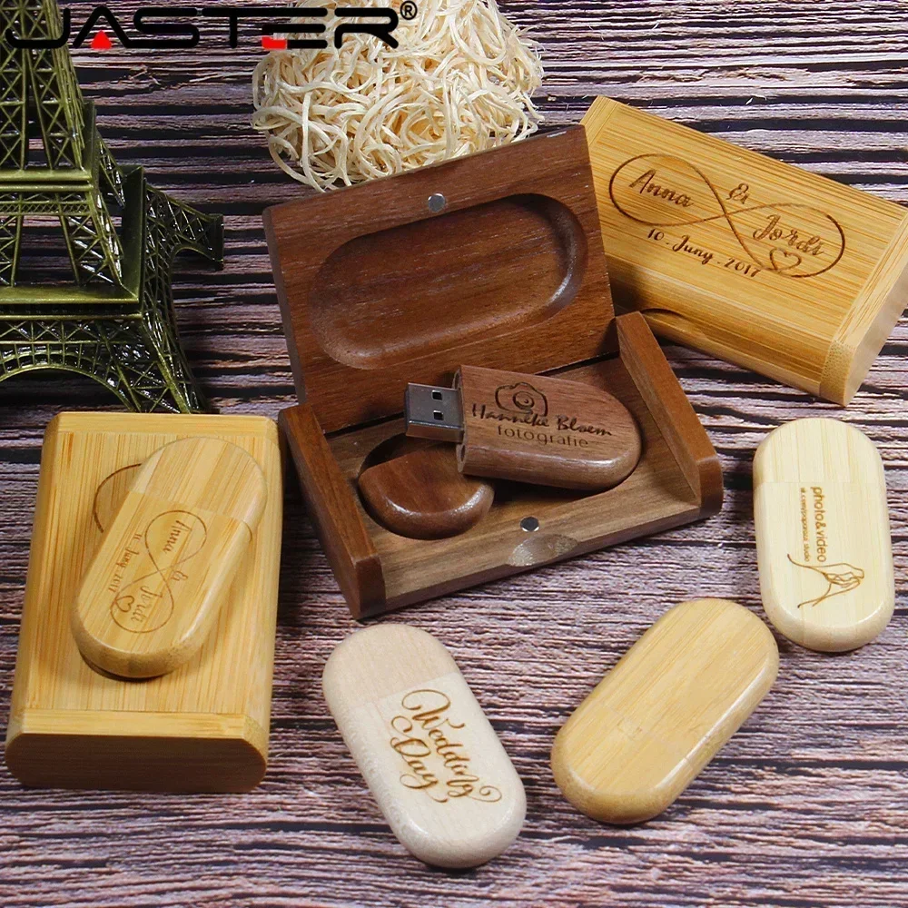 thumbnail image 4 of JASTER 10 piezas/lote (LOGOTIPO personalizable) Unidad flash USB 2.0 de madera Pendrive de 4 GB 8 GB 16 GB 32 GB 64 GB 128 GB Memoria USB Regalo de boda, 4 of 5