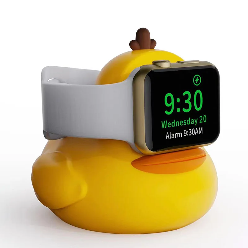 Cute Duck Wristwatch Charger Stand Desktop Stand for Apple Watch Series 9 8 7 6 SE 5 4 3 IWatch Silicone Charger Holder Silicone