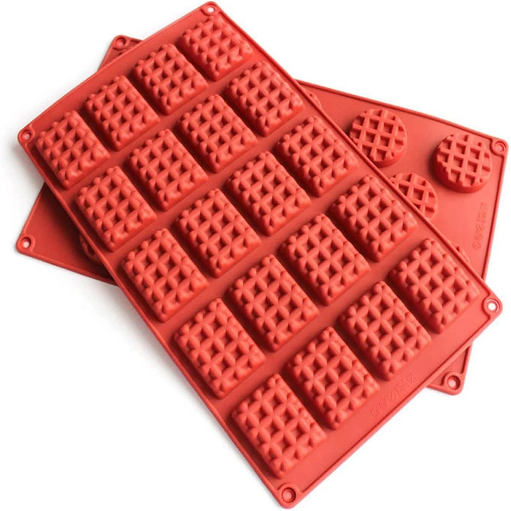 Mini Waffle Silicone Mold Set DIY Round Square Waffle Mould Biscuit Chocolate Mold Non-stick Baking Baking Supplies