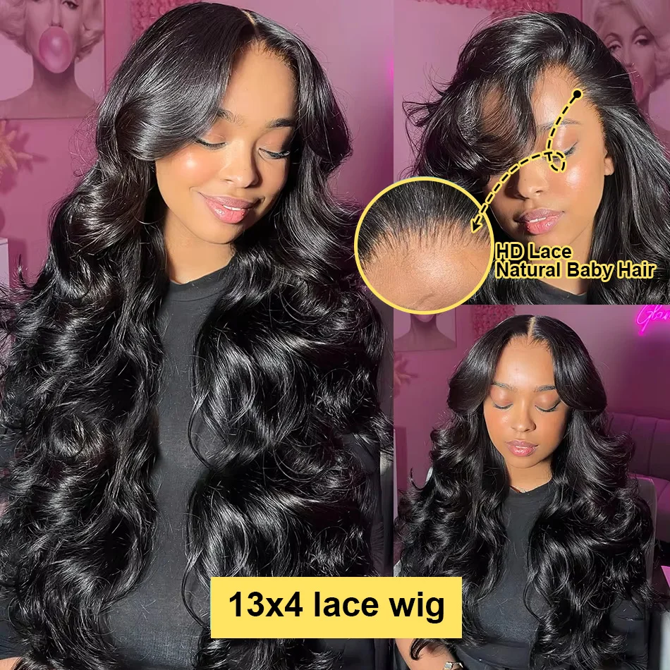 Tewjig 30 40 Inch Body Wave 13x6 HD Lace Frontal Wig Brazilian Human Hair Wigs Water Wave Lace Front Wigs 5x5 Gluless For Women