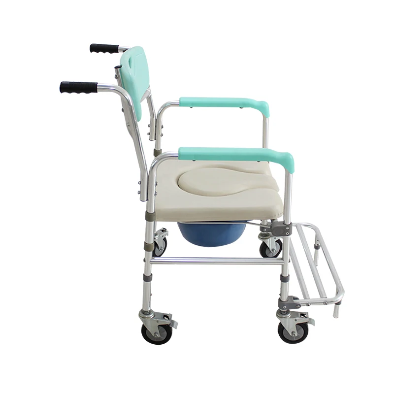 Shower Toilet ChairManual Patient Lift Transfer ChairMobile Nursing Disabled Toilet Chair 2