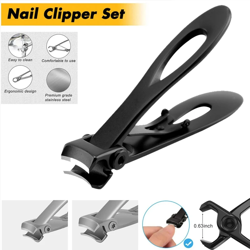 Large Opening Nail Clipper Adult Stainless Steel Sharp Nail Scissors Thick Hard Toenail Clippers Manicure Tools Trimmer