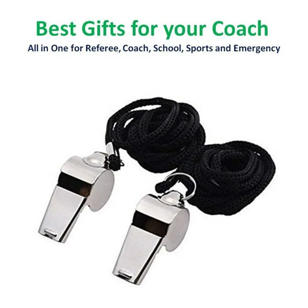 Description Picture 5 of item1PC Stainless Steel Metal Whistle Referee Sport Training School Soccer Football Basketball Cheerleader Cheer Whistles With Rope