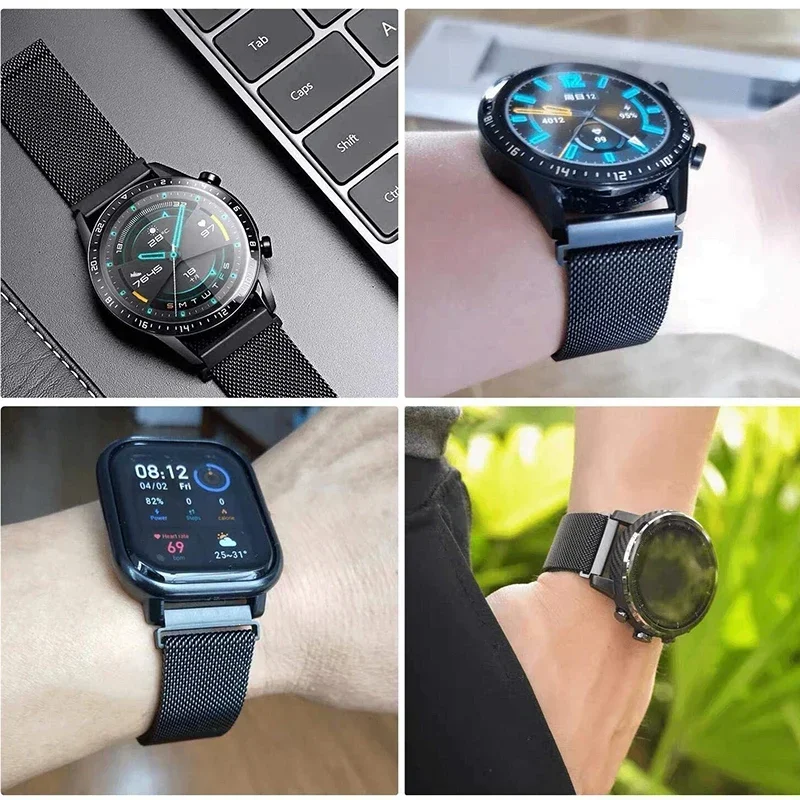 Elegant Milanese Loop Stainless Steel Watch Band, Adjustable 20mm/22mm Bracelet Strap