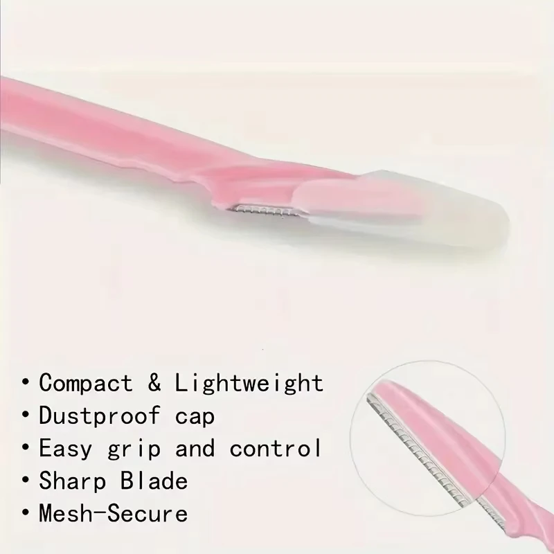 Stainless Steel Eyebrow Razors,Multipurpose Facial Hair Trimmers with Protective Cap for Men & Women,Exfoliating Tool for Beard 3