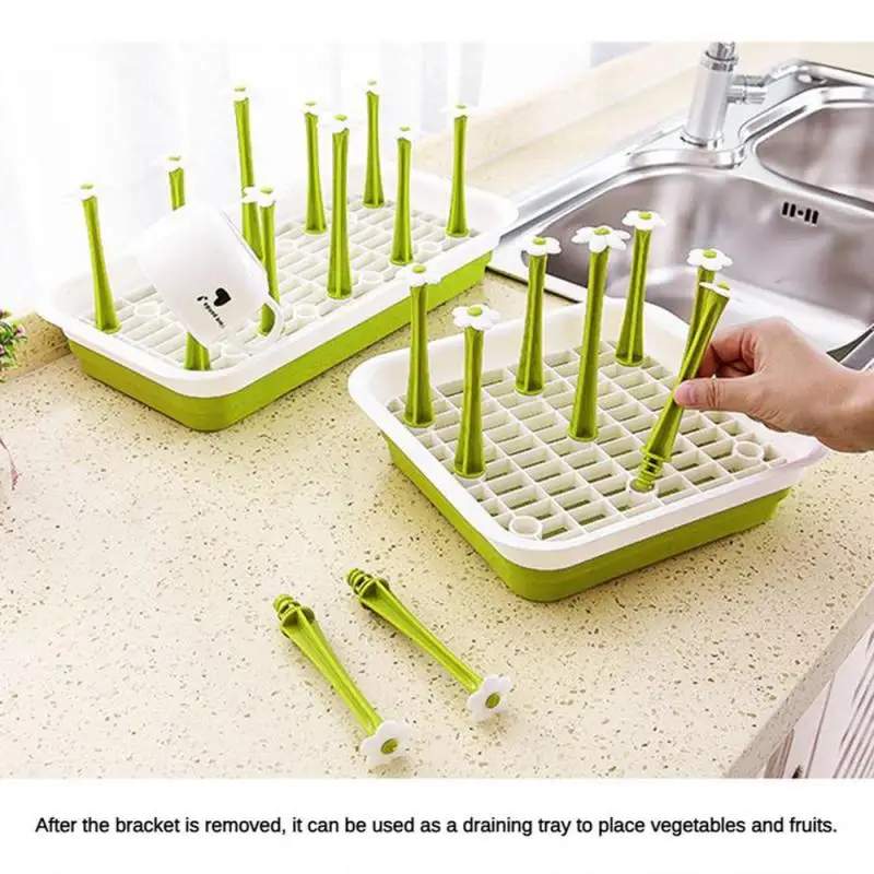 Cup Drying Rack Detachable Bottle Dish Drying Shelf Dust-proof Glass Cup Drainer Holder Stand Kitchen Non-Slip Storage Holder cup storage holder,bottle drainer holder