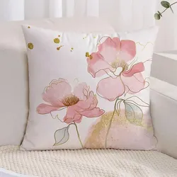 Floral Print Cushion Cover - Modern Home Decor Throw Pillow Case 18 - 450mm*450mm (Flowers-D)