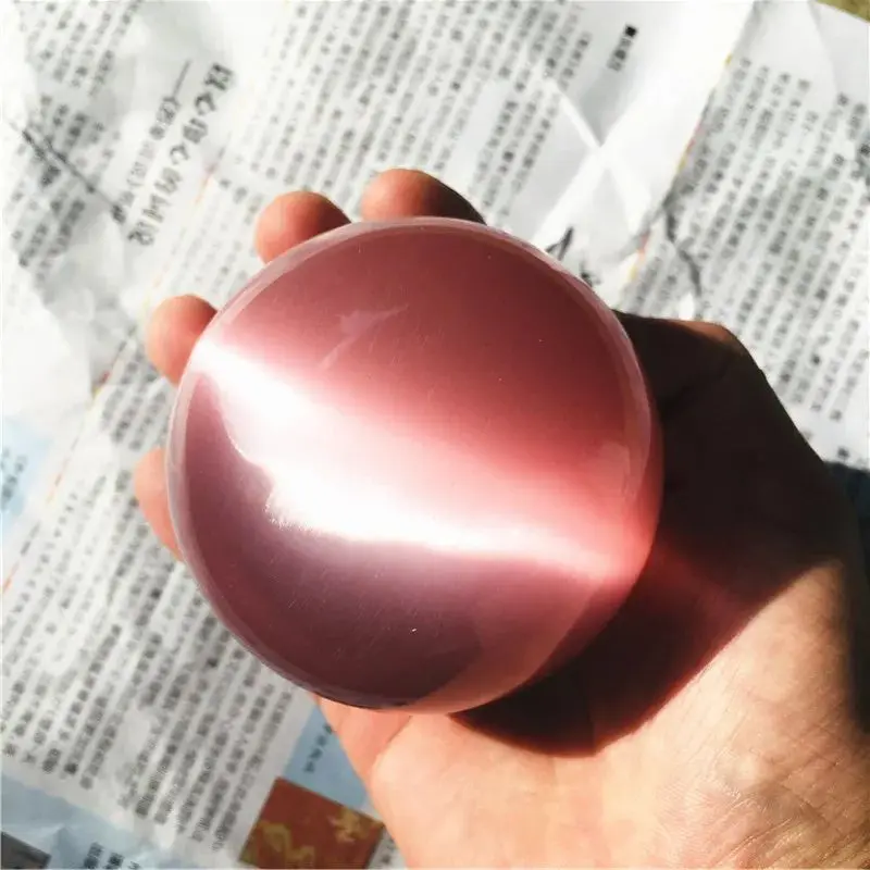 4-10cm Natural pink cat eye crystal ball divination energy stone ball photography decorative ball 3