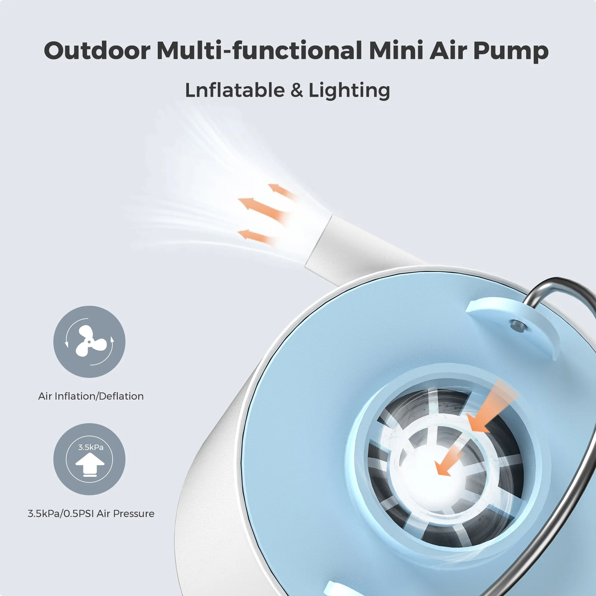Portable Rechargeable Air Pump with 1300mAh Battery