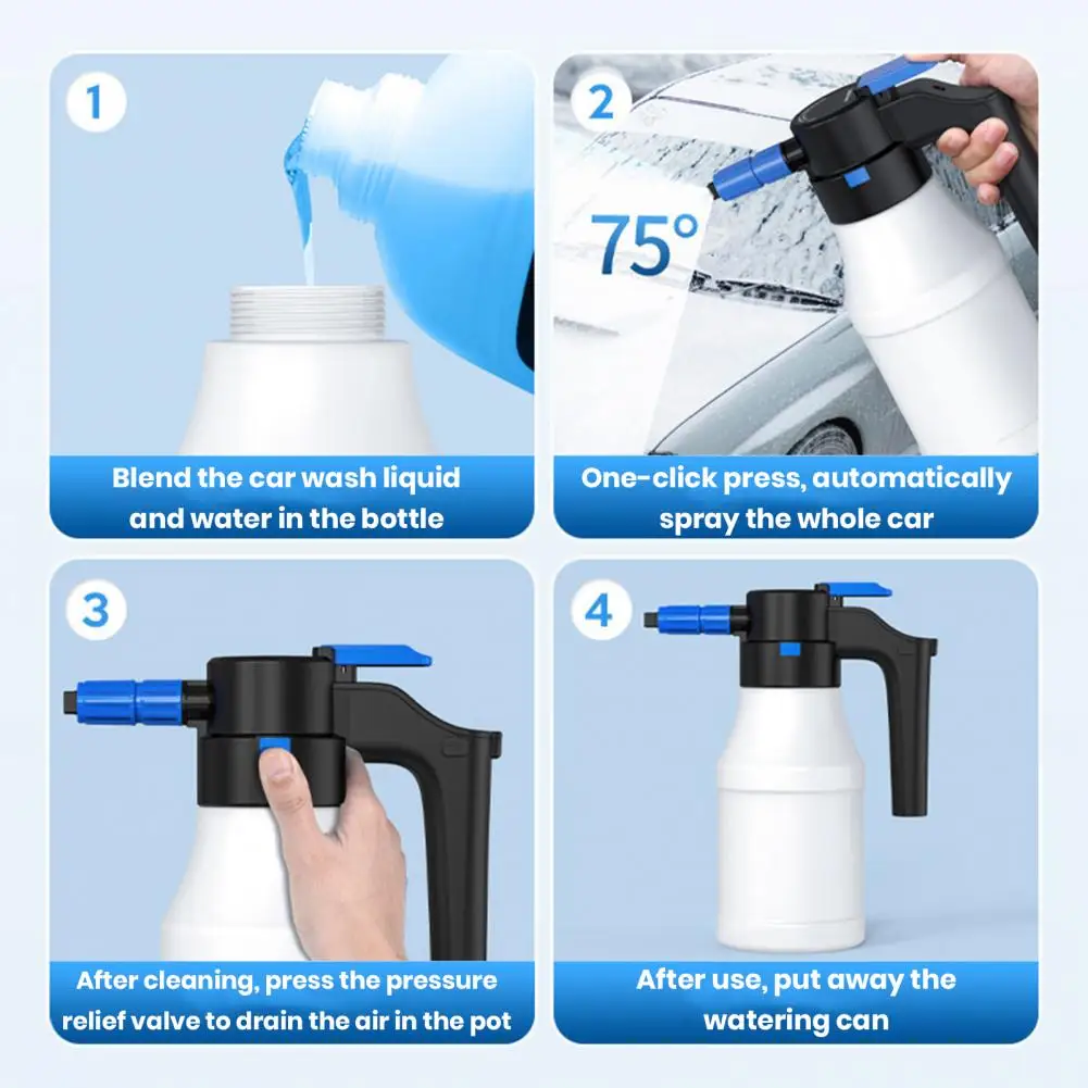 

Vehicle Foam Generator High Pressure Electric Foam Sprayer for Car Wash with Wide-angle Spray Nozzle 1.5l Capacity 30min Use