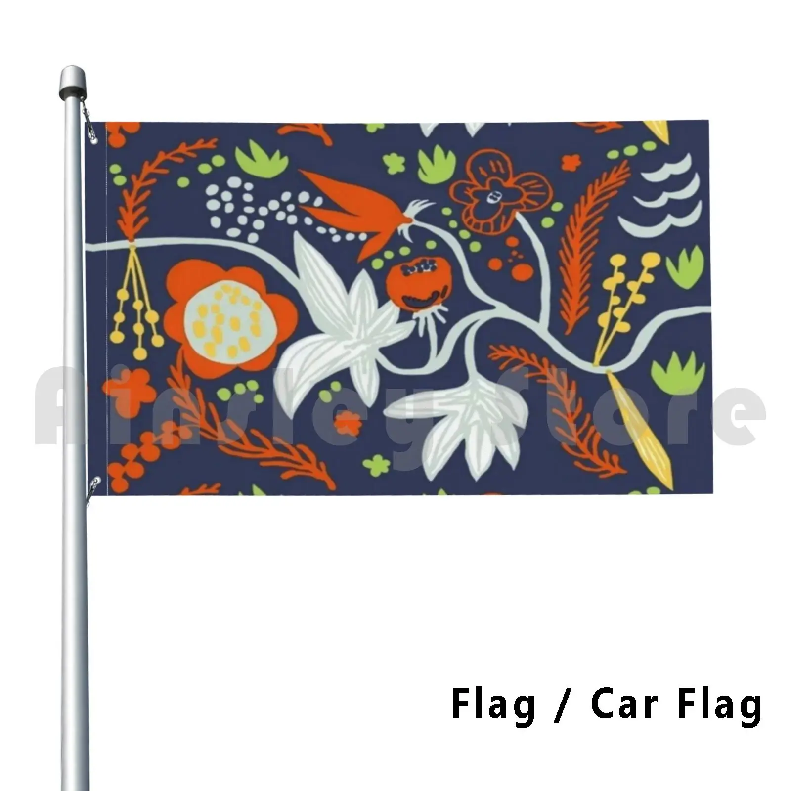 Scandinave Floral Design Outdoor Decor Flag Car Flag Lokki White Scandinavian Scandi Sweden Swedish