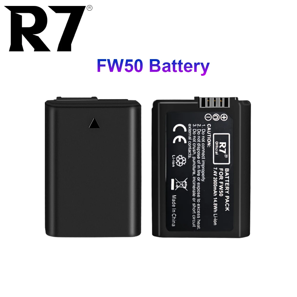 Batteria R7 2000Mah Npfw50 Np Fw50 Np-Fw50 Per Sony Alpha A33,A35,A37,A55, Slt-A33,Slt-A35,Slt-A37,Slt-A37K,Slt-A37M,Slt-A55