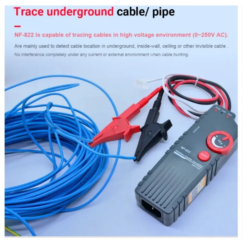 Cable and Network Tester NF-822 Underground Cable Locator 0-0.5m Depth Cable Length Tester 1000m For High Voltage Wire NOYAFA