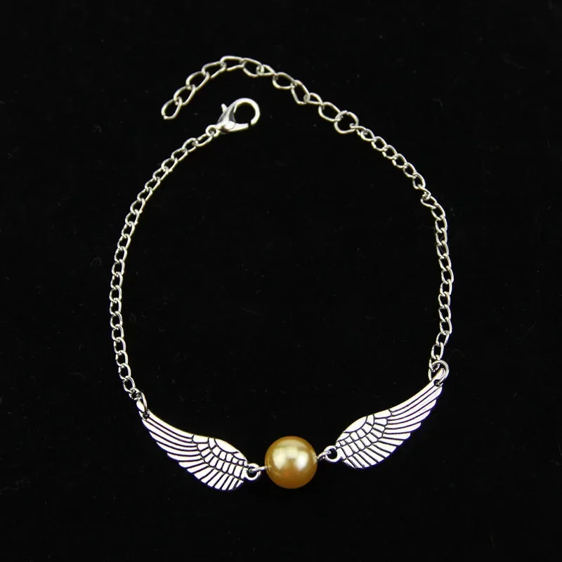 thumbnail image 1 of Pulsera de Harry Potter chapada en oro de aleación ajustable, cadena de Snitch dorada, brazalete con alas, regalo de decoración, 1 of 4