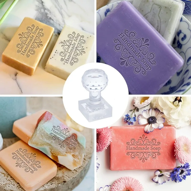 1pc Flower Acrylic Stamp Word Soap Embossing Stamp Soap Handle Round Chapter Imprint Handmade soap stamp