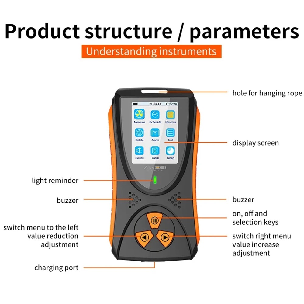 Nuclear Wastewater Geiger counter Nuclear Radiation Detector X-ray Beta Gamma Detector Geiger Counter Dosimeter Lithium battery