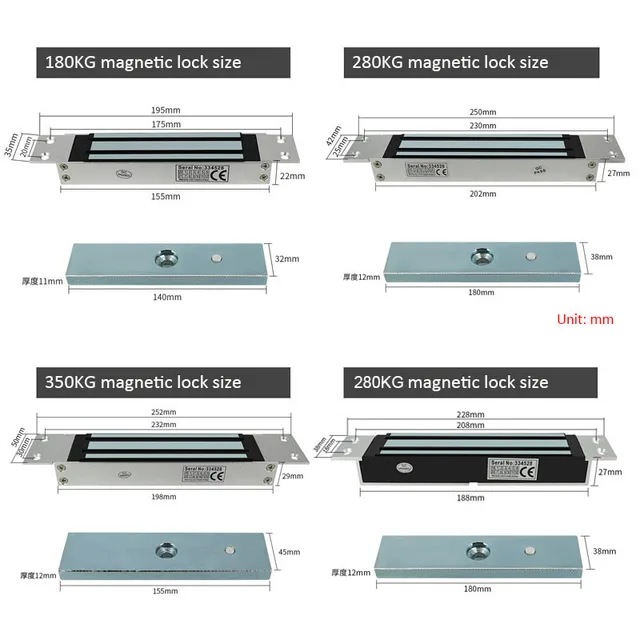 Magnetic Lock DC12V Electronic Door Lock Electric Gate Opener Suction Holding Force Electromagnetic for Access Control System 4