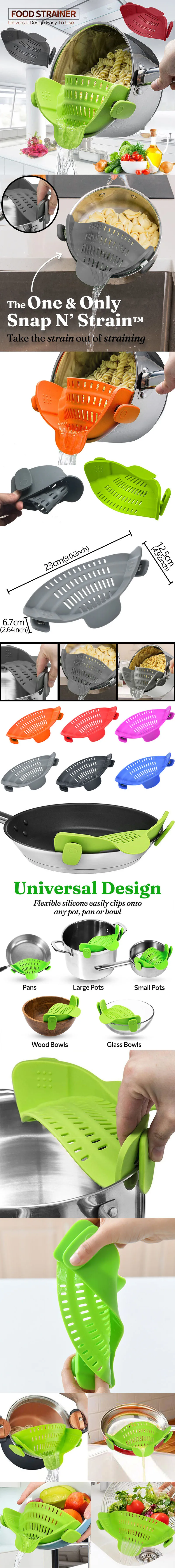 Description Picture 2 of item1PCS Silicone Clip on Pan Pot Strainer Anti Colander For Pasta Fruit Vegetable On For Pots Pans And Bowls, Kitchen Pot Strainer