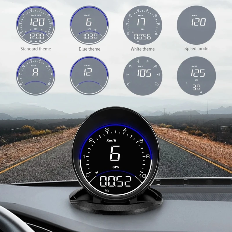 

Car HUD Navigation Speedometer Head Up Display MPH KMH Compasses Overspeed Alarm Speedometer Windshield Projector