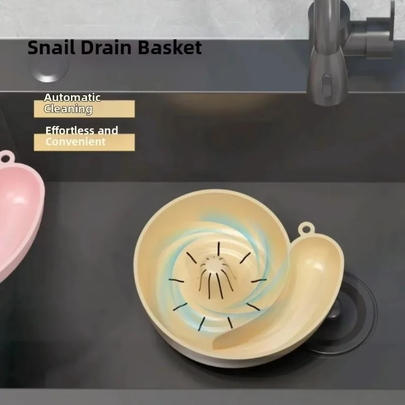 New Snail Shape Fruit Drainer Basket Creative Automatic Rotation Clean Basin Vegetable Washing Basin Multi-Functional Reusable L