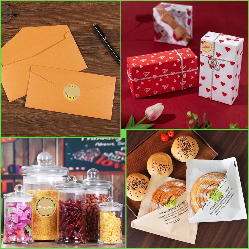 Label Stickers Kraft Paper Labels Round Handmade Self-Adhesive For Baking Gift Bags Packaging Jam Jar Canning