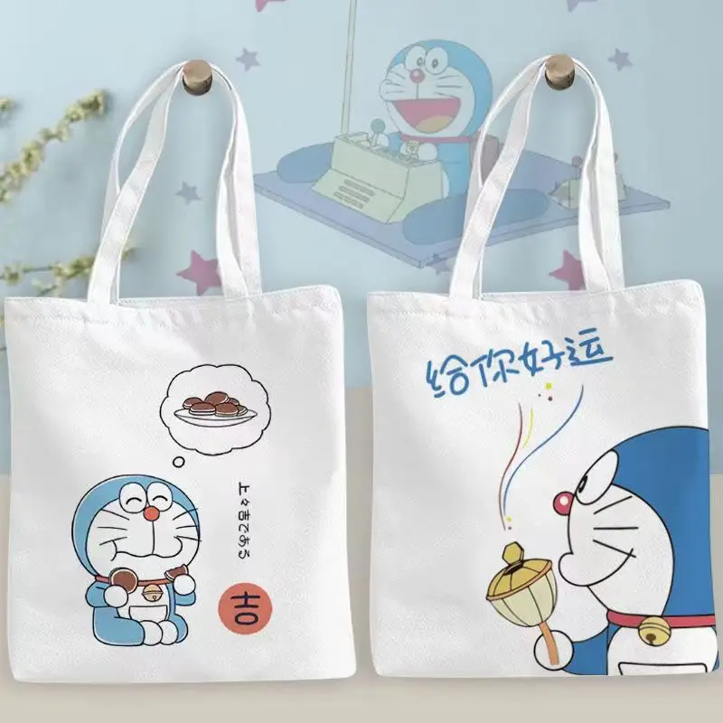 

Doraemon Cinnamoroll Kawaii Canvas Bag Ins Fashion Sanrio Cartoon Cute Large Capacity Students Casual Canvas Bag