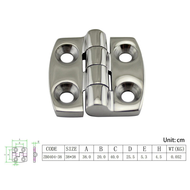 Stainless Polished Boat Deck Door Marine Butt Flush Hinge 38 x 40mm